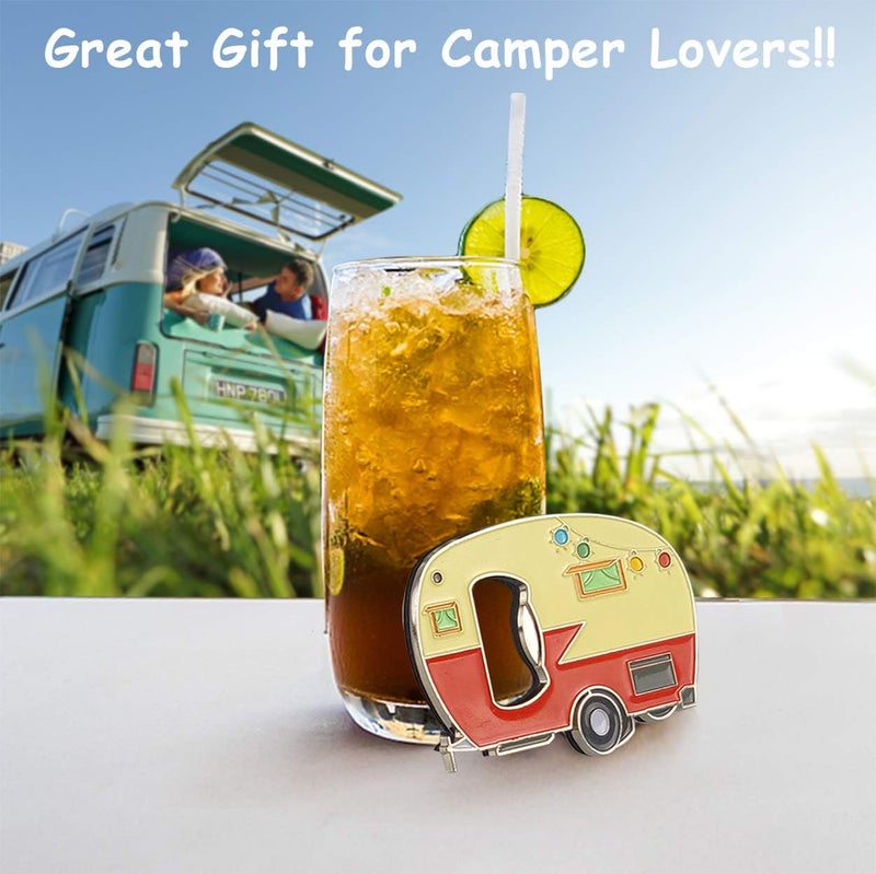 Haigoo Magnetic Bottle Opener with Cap Catcher, 2 Pack, RV Camper Bottle Opener, Zinc Alloy, Blue&Yellow - Image 5